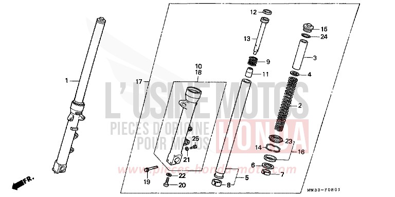 GABEL, VORNE (CB750F2) von CB Seven Fifty SCHWARZ (NH1) von 1994